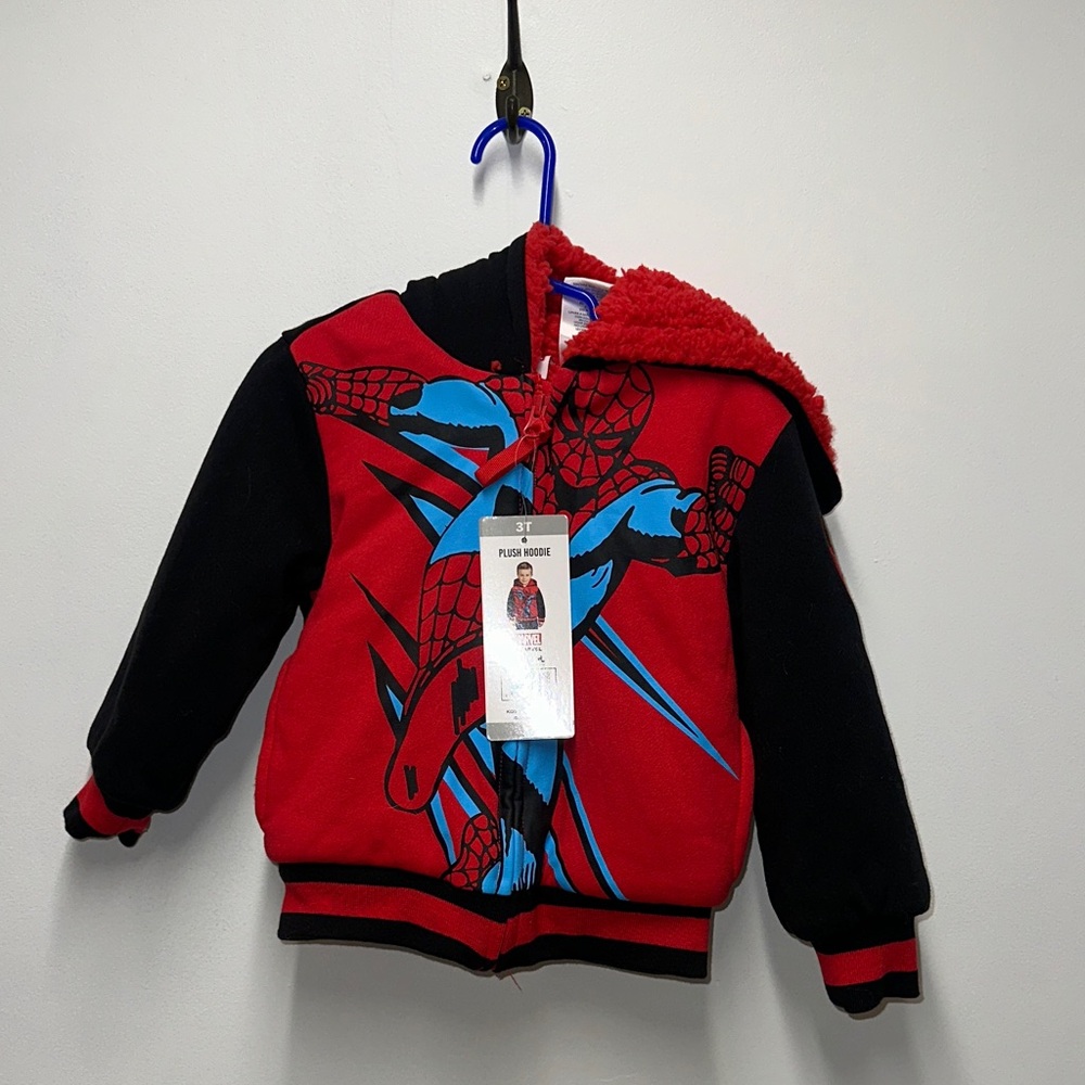 Marvel Red and Black Superhero plush hoodie Jacket